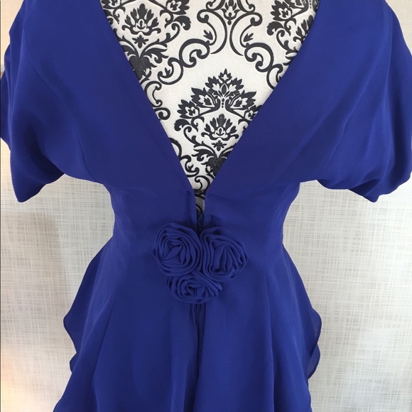 Vintage Double Peplum Deep V Back Dress - Picture 2 of 6